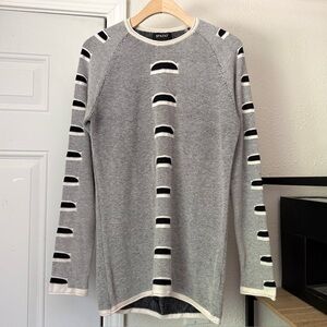 SPAZIO grey slim fit crew neck long sleeve pullover sweater